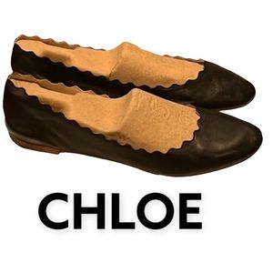 Authentic Chloe scalloped leather flats sz 11 Euro 41